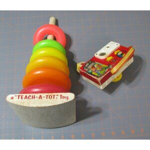Vintage Teach-A-Tot Stacking Rings & Fisher-Price 1960s Toy Camera Bundle